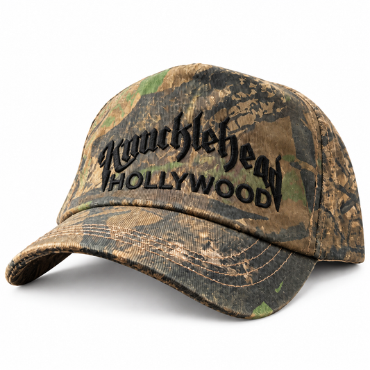 Knucklehead Embroidered Camo Hat - Black Letters